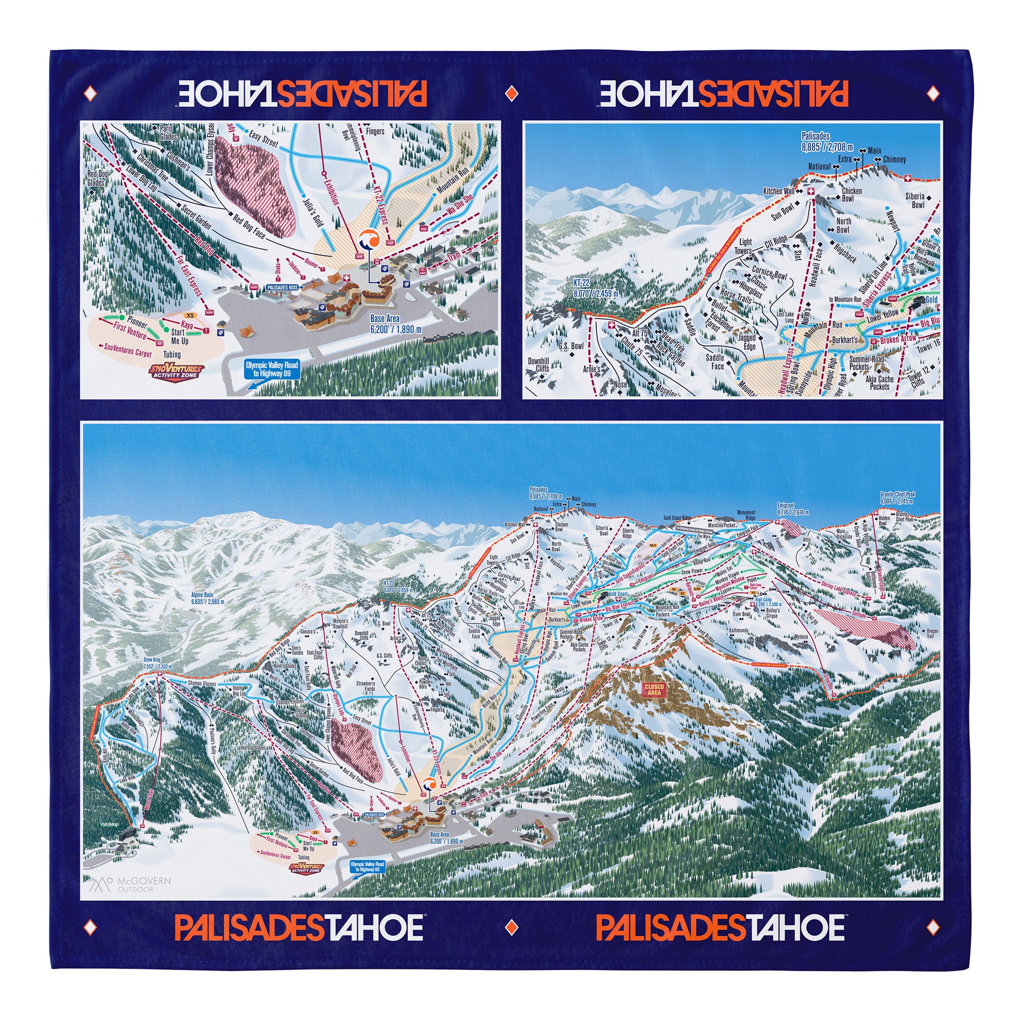 Palisades Tahoe Ski Map Bandana