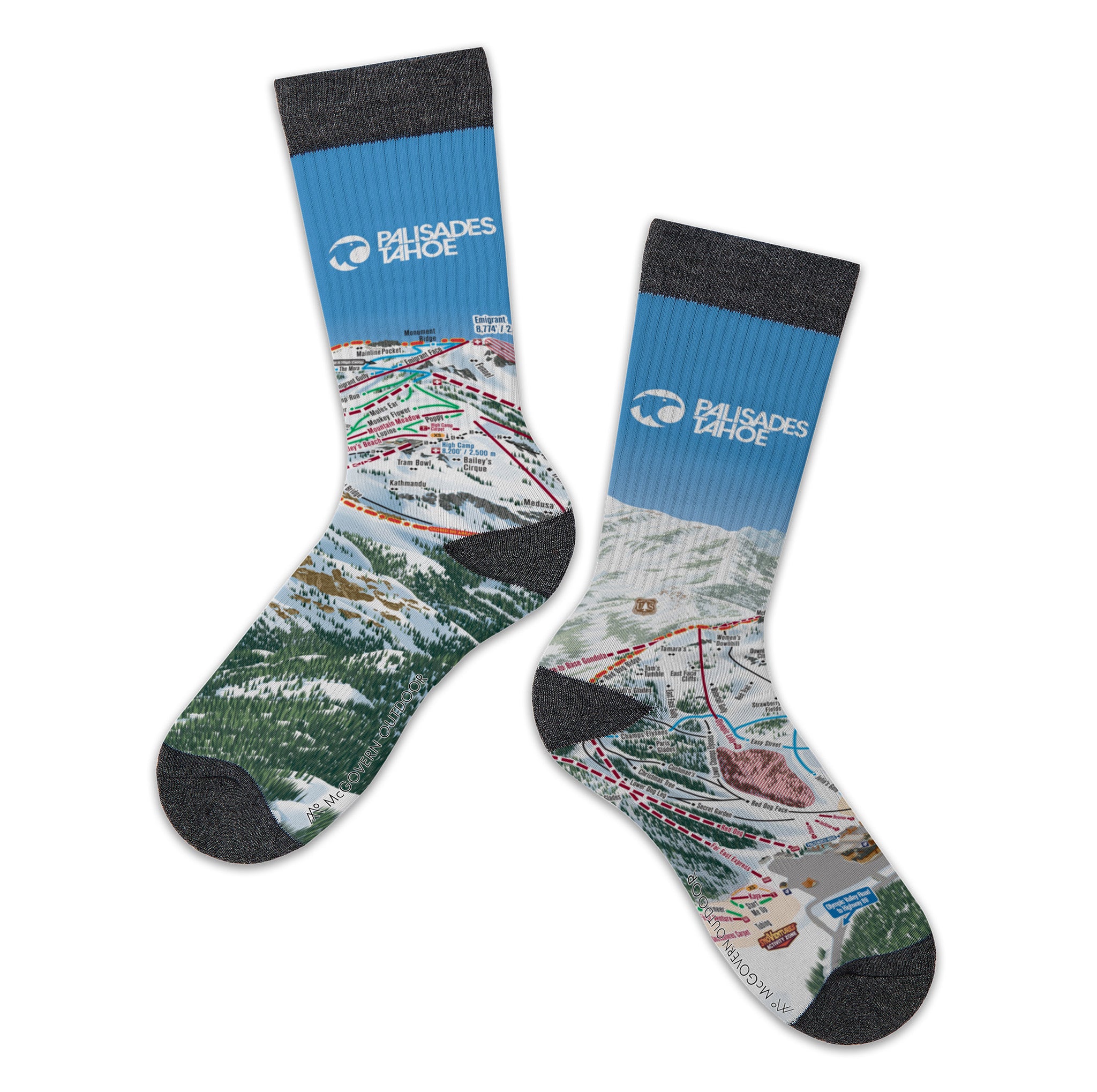 Palisades Tahoe Mountain Area Map Winter Sock